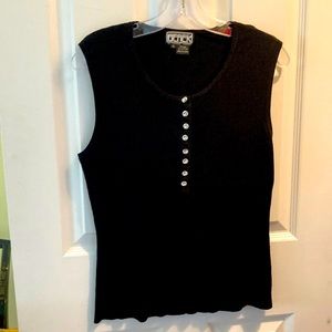 Sz XL black tank with rhinestone buttons